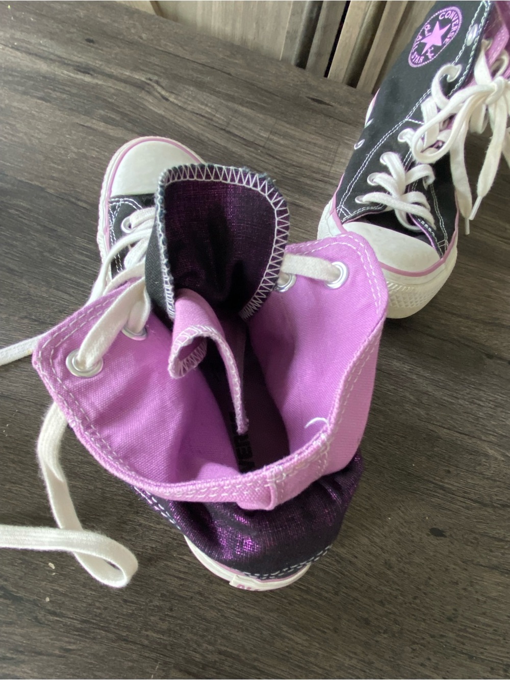 Converse All Stars Chuck Taylor Shoes Womens 9 Hi-Tops Black Purple Layer - Picture 8 of 10